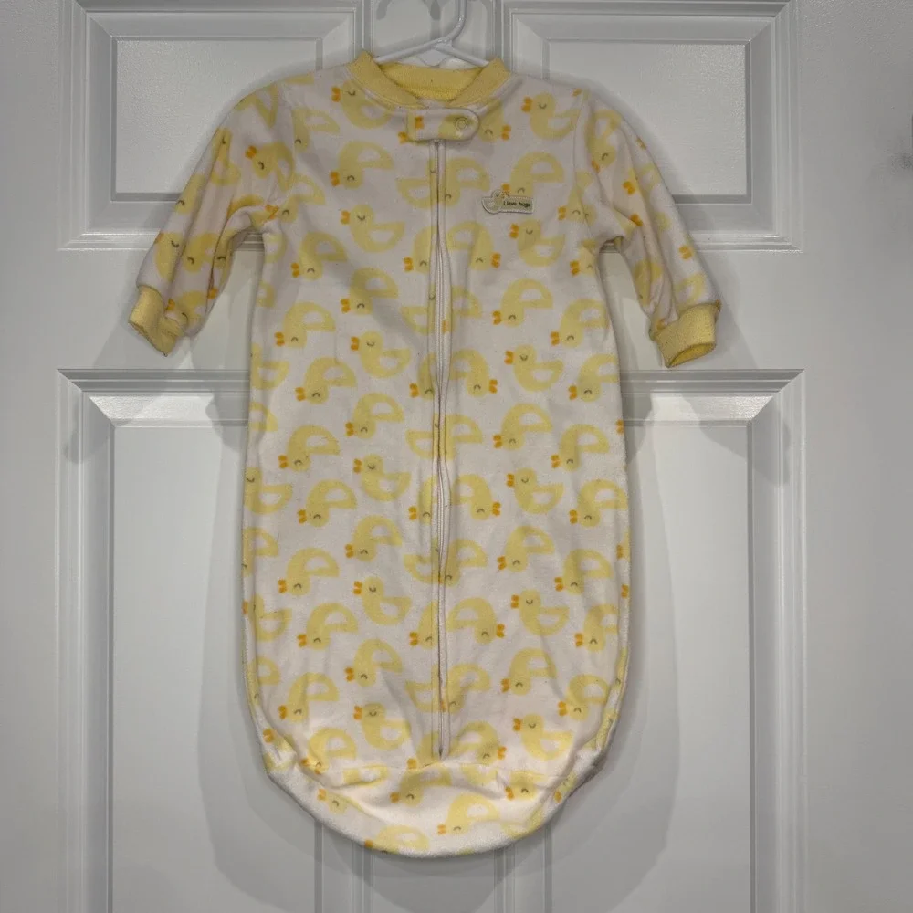 Carter's Baby Fleece Sleep Sack Gown Sleepwear One Size Yellow Duckling Print